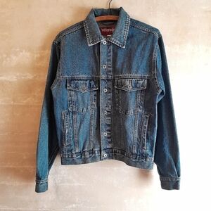 149a. blue Wrangler Hero denim button down jean jacket, S